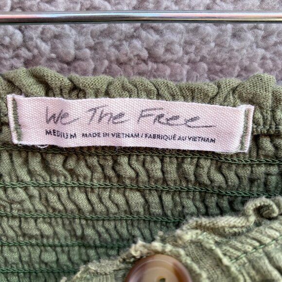 Free People We The Free Green Olive Babe Smocked Tube Top Ruffle Sz Medium - Picture 6 of 9